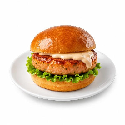 Cheeburger Cheeburger Entrees Salmon Burger Platter with A1 Steak Sauce