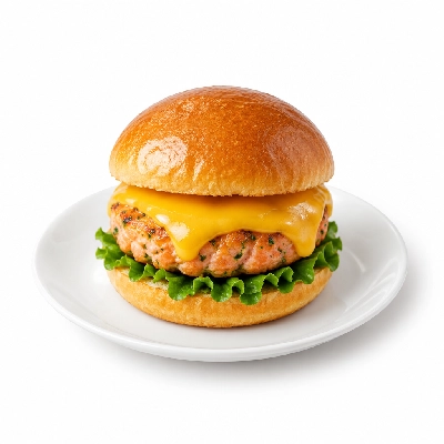 Cheeburger Cheeburger Entrees Salmon Burger Platter with Cheddar Cheese