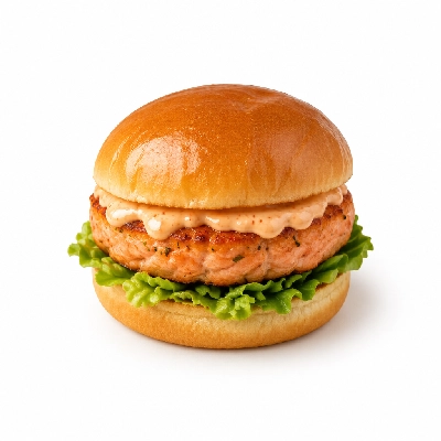 Cheeburger Cheeburger Entrees Salmon Burger Platter with Chipotle Mayo