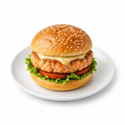 Cheeburger Cheeburger Entrees Salmon Burger Platter with Dijon Mustard