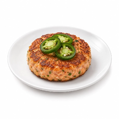 Cheeburger Cheeburger Entrees Salmon Burger Platter with Jalapeno Peppers