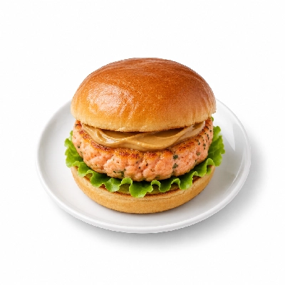 Cheeburger Cheeburger Entrees Salmon Burger Platter with Peanut Butter