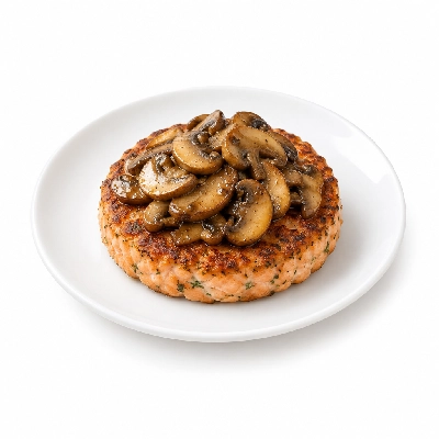 Cheeburger Cheeburger Entrees Salmon Burger Platter with Sauteed Mushrooms