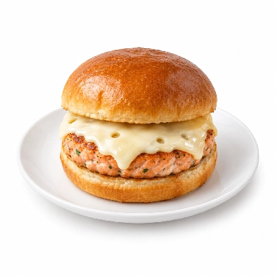 Cheeburger Cheeburger Entrees Salmon Burger Platter with Swiss Cheese