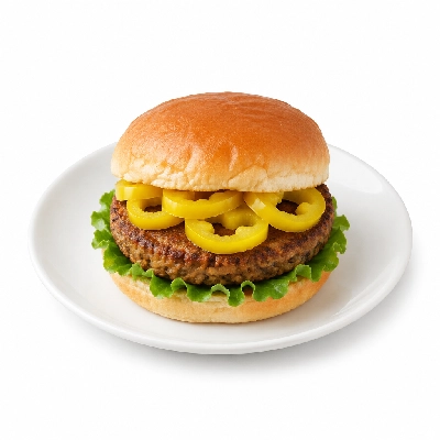 Cheeburger Cheeburger Entrees Veggie Burger Platter with Banana Peppers