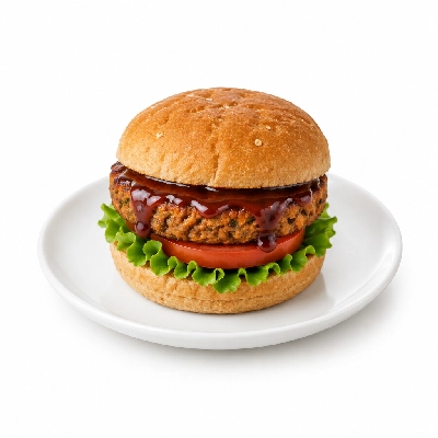 Cheeburger Cheeburger Entrees Veggie Burger Platter with BBQ Sauce