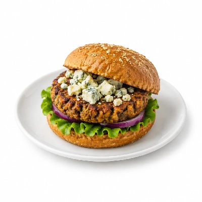 Cheeburger Cheeburger Entrees Veggie Burger Platter with Bleu Cheese Crumbles