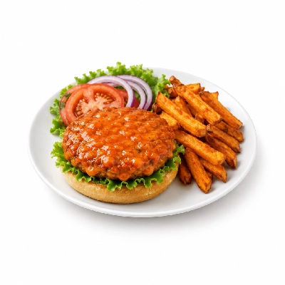 Cheeburger Cheeburger Entrees Veggie Burger Platter with Buffalo Sauce