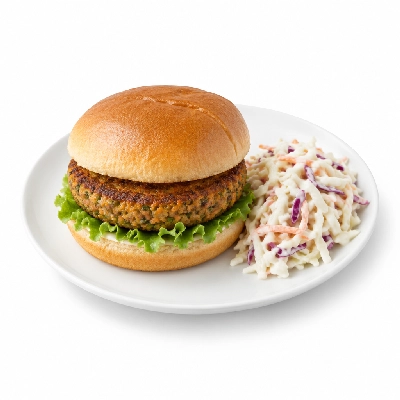 Cheeburger Cheeburger Entrees Veggie Burger Platter with Coleslaw