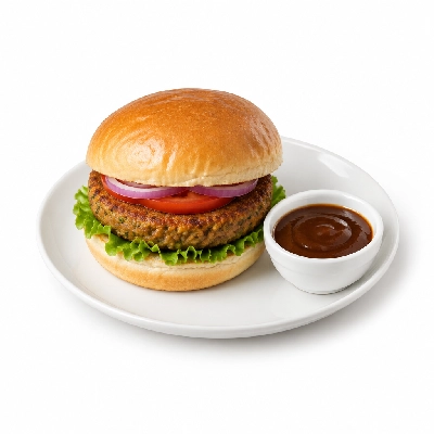 Cheeburger Cheeburger Entrees Veggie Burger Platter with Heinz 57 Steak Sauce