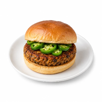 Cheeburger Cheeburger Entrees Veggie Burger Platter with Jalapeno Peppers