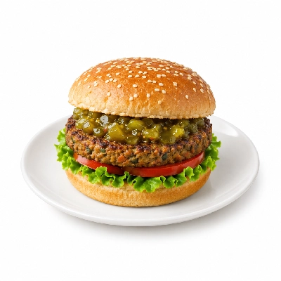 Cheeburger Cheeburger Entrees Veggie Burger Platter with Sweet Pickle Relish