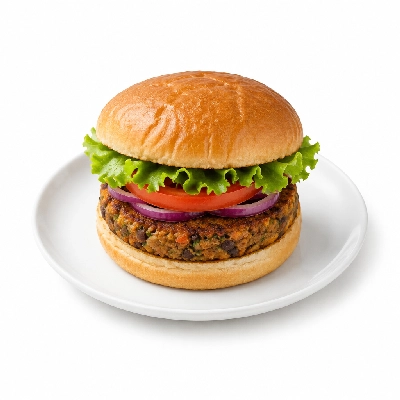 Cheeburger Cheeburger Entrees Veggie Burger Platter with Tabasco