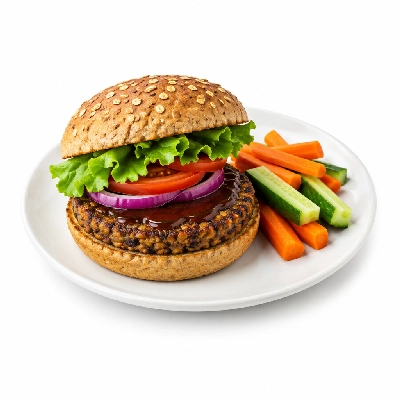 Cheeburger Cheeburger Entrees Veggie Burger Platter with Worcestershire Sauce