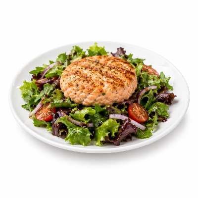 Cheeburger Cheeburger Salads Salmon Burger with Balsamic Vinaigrette