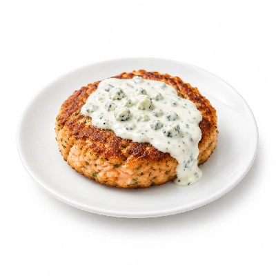 Cheeburger Cheeburger Salads Salmon Burger with Bleu Cheese Dressing