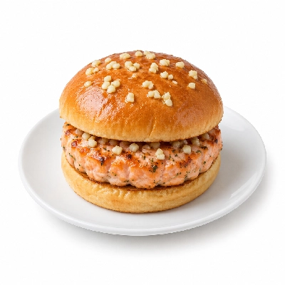 Cheeburger Cheeburger Salads Salmon Burger with Chopped Garlic