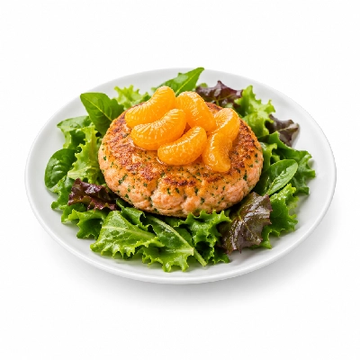 Cheeburger Cheeburger Salads Salmon Burger with Mandarin Oranges