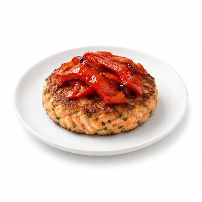 Cheeburger Cheeburger Salads Salmon Burger with Roasted Red Peppers