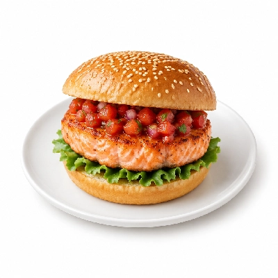 Cheeburger Cheeburger Salads Salmon Burger with Salsa