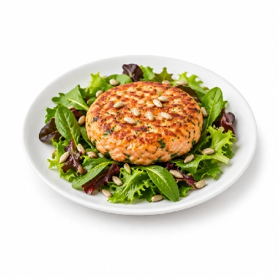 Cheeburger Cheeburger Salads Salmon Burger with Sunflower Seeds