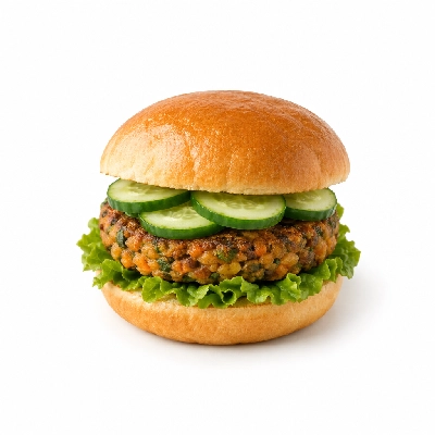 Cheeburger Cheeburger Salads Veggie Burger with Cucumbers