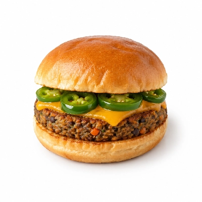 Cheeburger Cheeburger Salads Veggie Burger with Jalapeno Peppers
