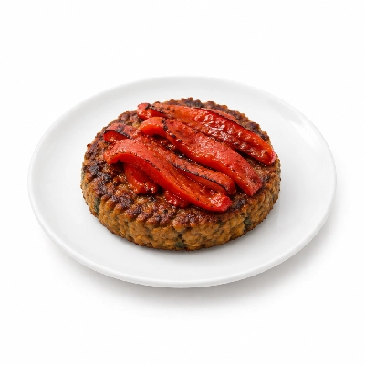 Cheeburger Cheeburger Salads Veggie Burger with Roasted Red Peppers