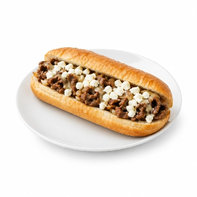 Cheeburger Cheeburger Sandwiches Cheesesteak with Feta Cheese Crumbles