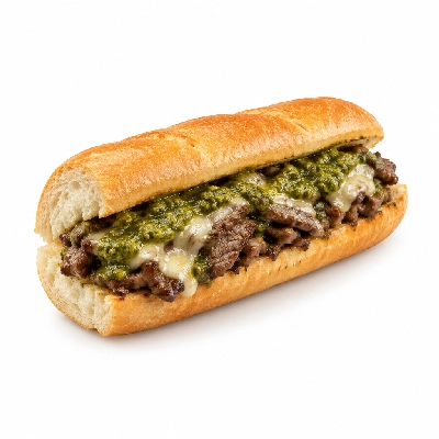 Cheeburger Cheeburger Sandwiches Cheesesteak with Pesto Sauce