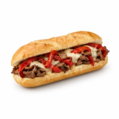 Cheeburger Cheeburger Sandwiches Cheesesteak with Roasted Red Peppers