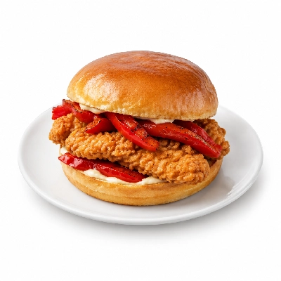 Cheeburger Cheeburger Sandwiches Fried Chicken Finger with Roasted Red Peppers