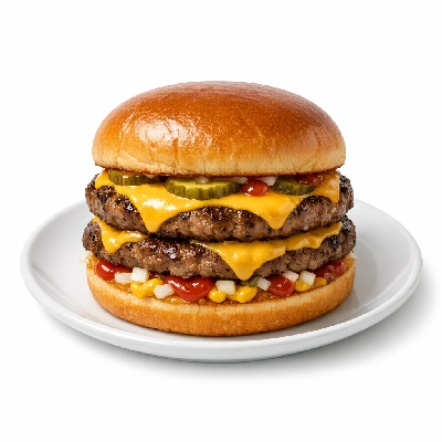 Cheeseburger, double patty with condiments