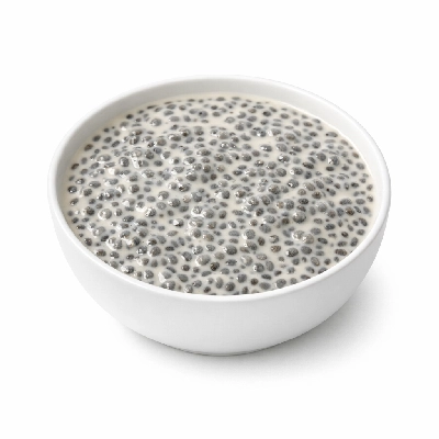 Chia seeds soaked in oat milk