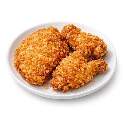 Chicken breaded and fried, breast or wing