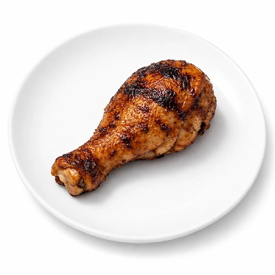 Chicken broiler rotisserie bbq drumstick meat and skin