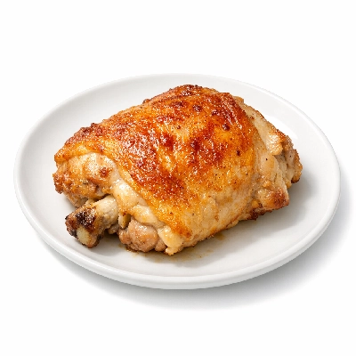 Chicken broiler rotisserie bbq thigh meat and skin