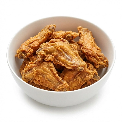 Chicken broilers or fryers back meat only cooked fried