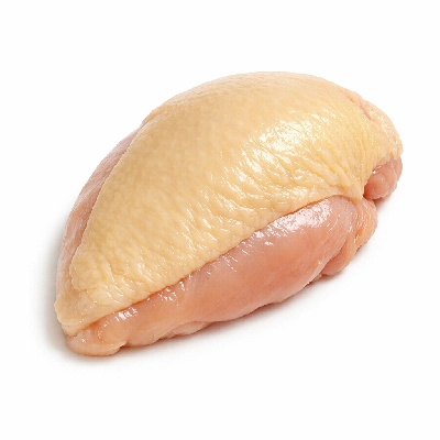 Chicken broilers or fryers breast meat and skin raw
