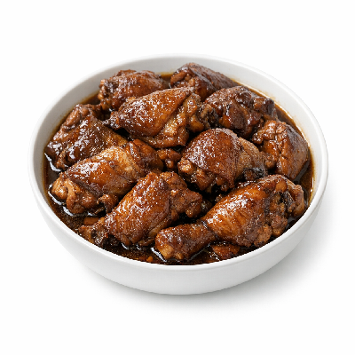 Chicken broilers or fryers dark meat and skin cooked stewed