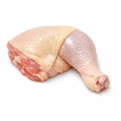 Chicken broilers or fryers leg meat and skin raw
