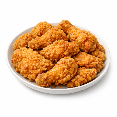 Chicken broilers or fryers meat only cooked fried