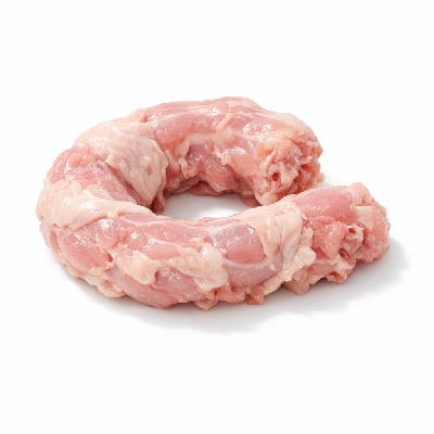 Chicken broilers or fryers neck meat and skin raw