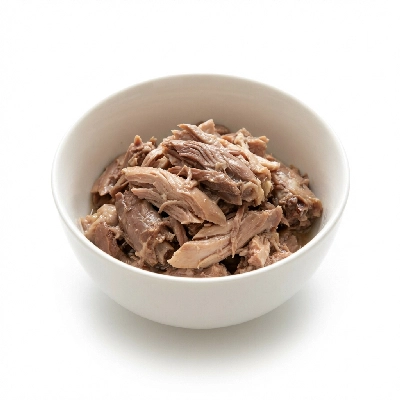 Chicken broilers or fryers neck meat only cooked simmered