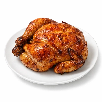 Chicken broilers or fryers skin only cooked rotisserie original seasoning