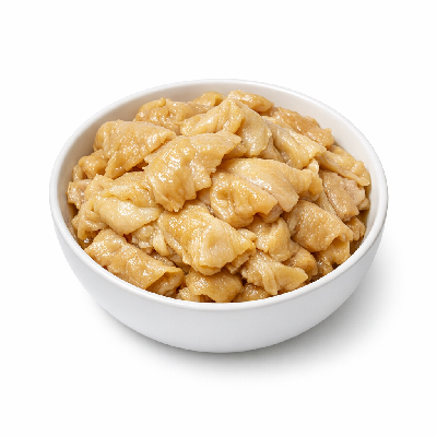 Chicken broilers or fryers skin only cooked stewed