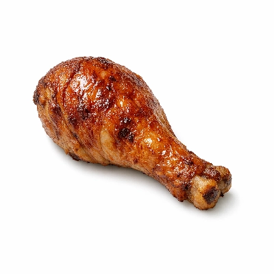 Chicken dark meat drumstick and skin enhanced cooked roasted