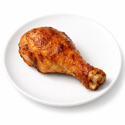 Chicken drumstick roasted meat and skin