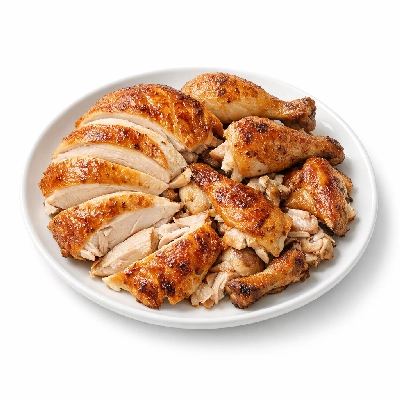 Chicken roasting meat and skin cooked roasted