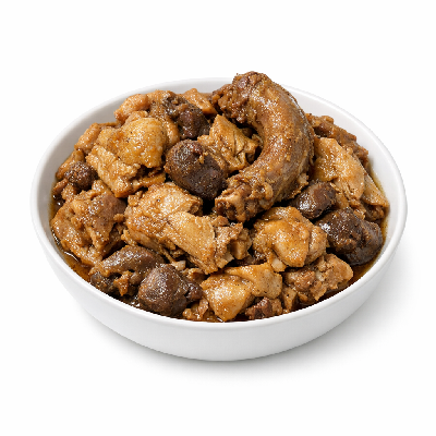 Chicken stewing meat and skin giblets neck cooked stewed